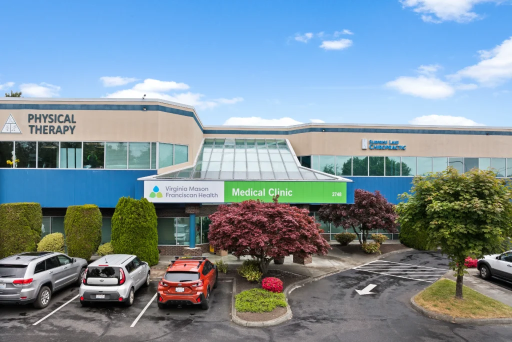 Exterior of office building at Smile Now Reno Dentures and Implants located in the Virginia Mason Franciscan Health Medical Clinic